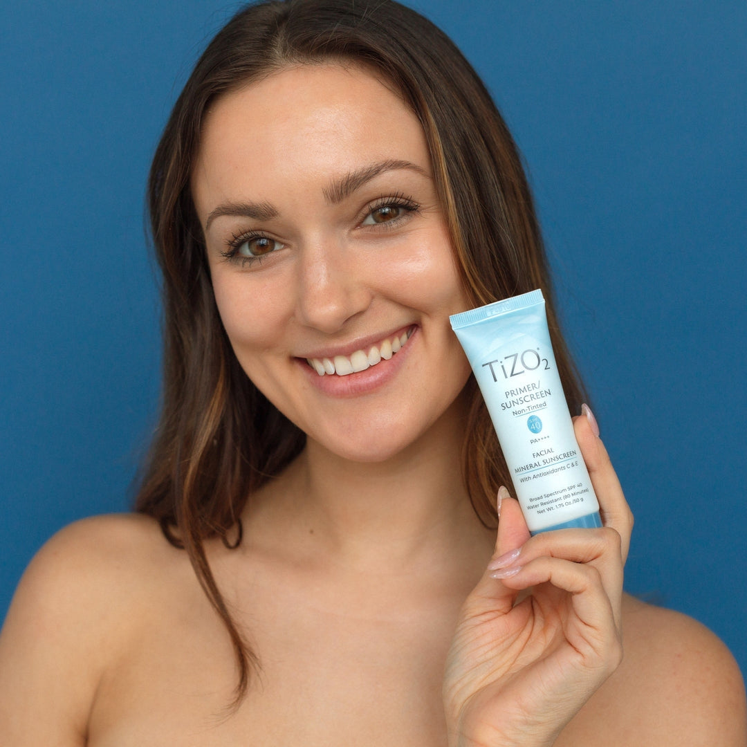 TiZO2 Facial Mineral Sunscreen and Primer SPF 40 Broad Spectrum with Antioxidants, Non-Tinted, Sheer Matte Finish, Fragrance-Free, Oil-Free, Dermatologist-Recommended, PA++++ 1.75 oz