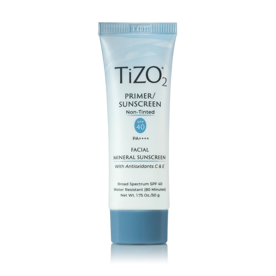 TiZO2 Facial Mineral Sunscreen and Primer SPF 40 Broad Spectrum with Antioxidants, Non-Tinted, Sheer Matte Finish, Fragrance-Free, Oil-Free, Dermatologist-Recommended, PA++++ 1.75 oz